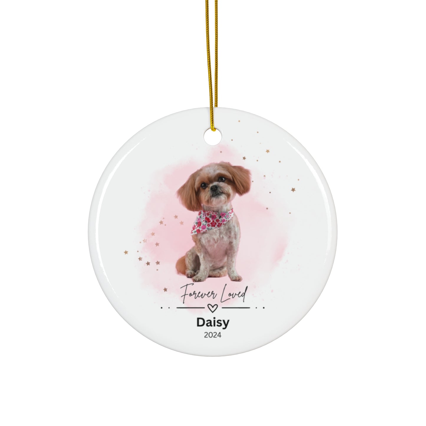 Customized Pet Memorial Christmas Ceramic Ornament, 2 Shapes, "Daisy"