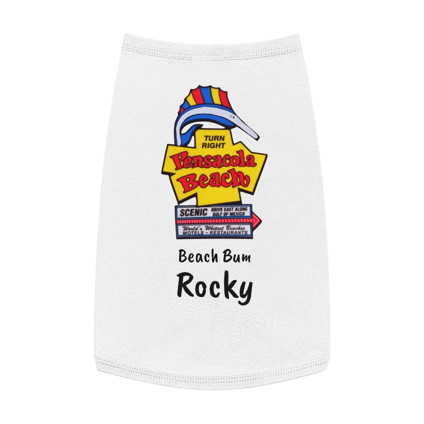 Customized Beach Bum Pet Tank Top - 3 Colors - Iconic Pensacola Beach Sign