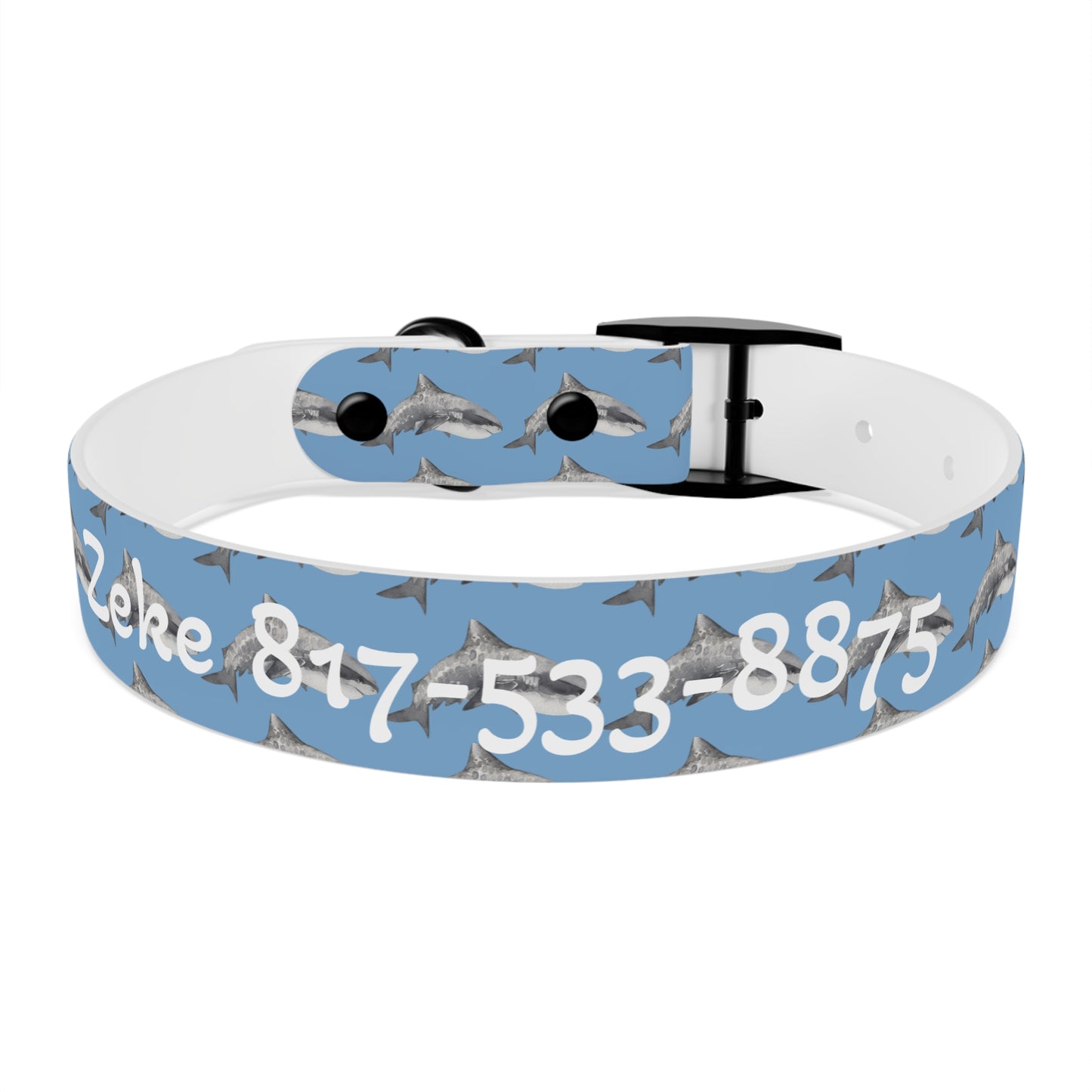 Customized Tiger Shark Design Dog Collar - "Zeke"