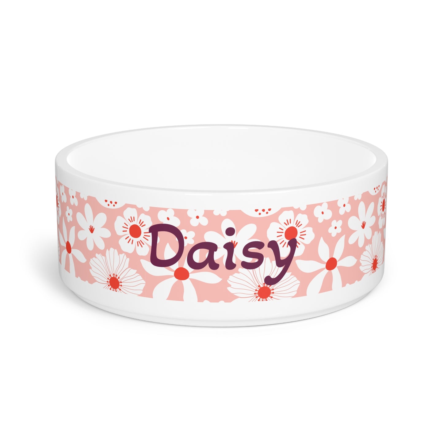 Customized Pet Bowl - Pink Boho "Daisy" Design