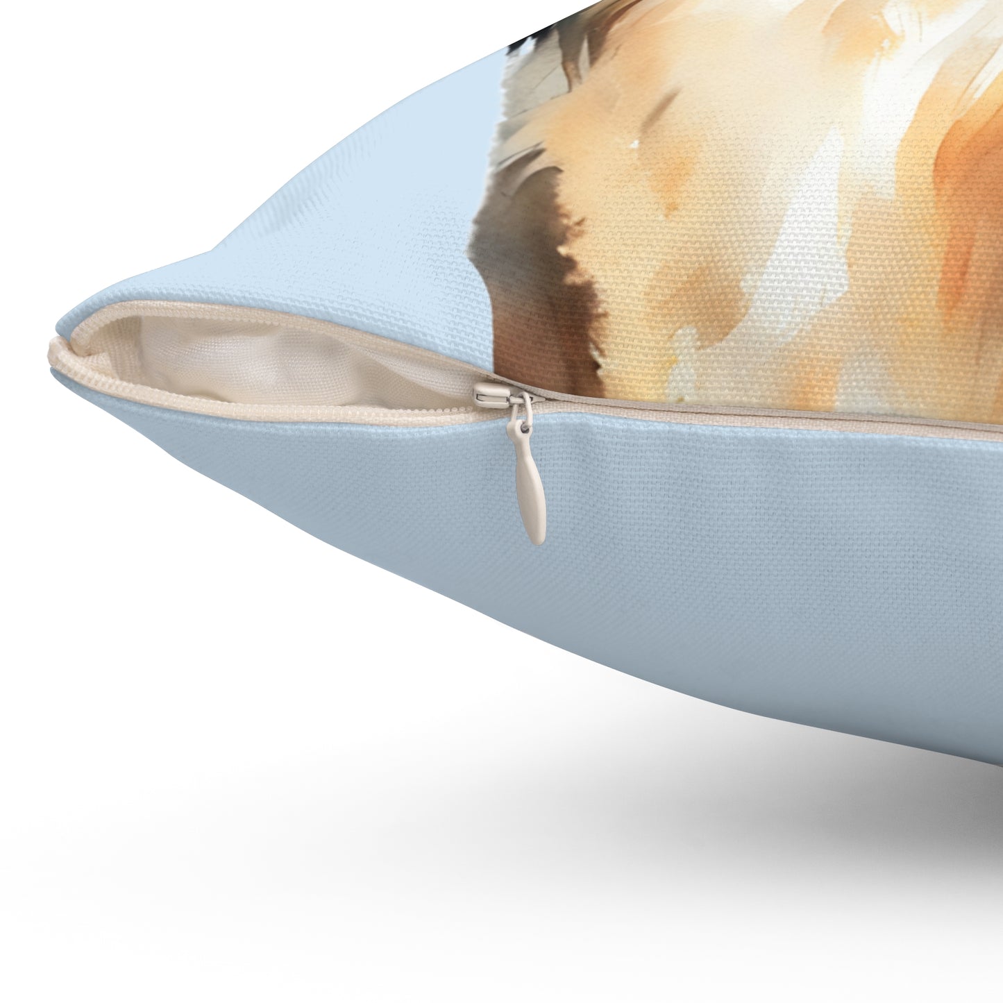 Pet Memorial Spun Polyester Square Throw Pillow - "Mollie" – Light Blue