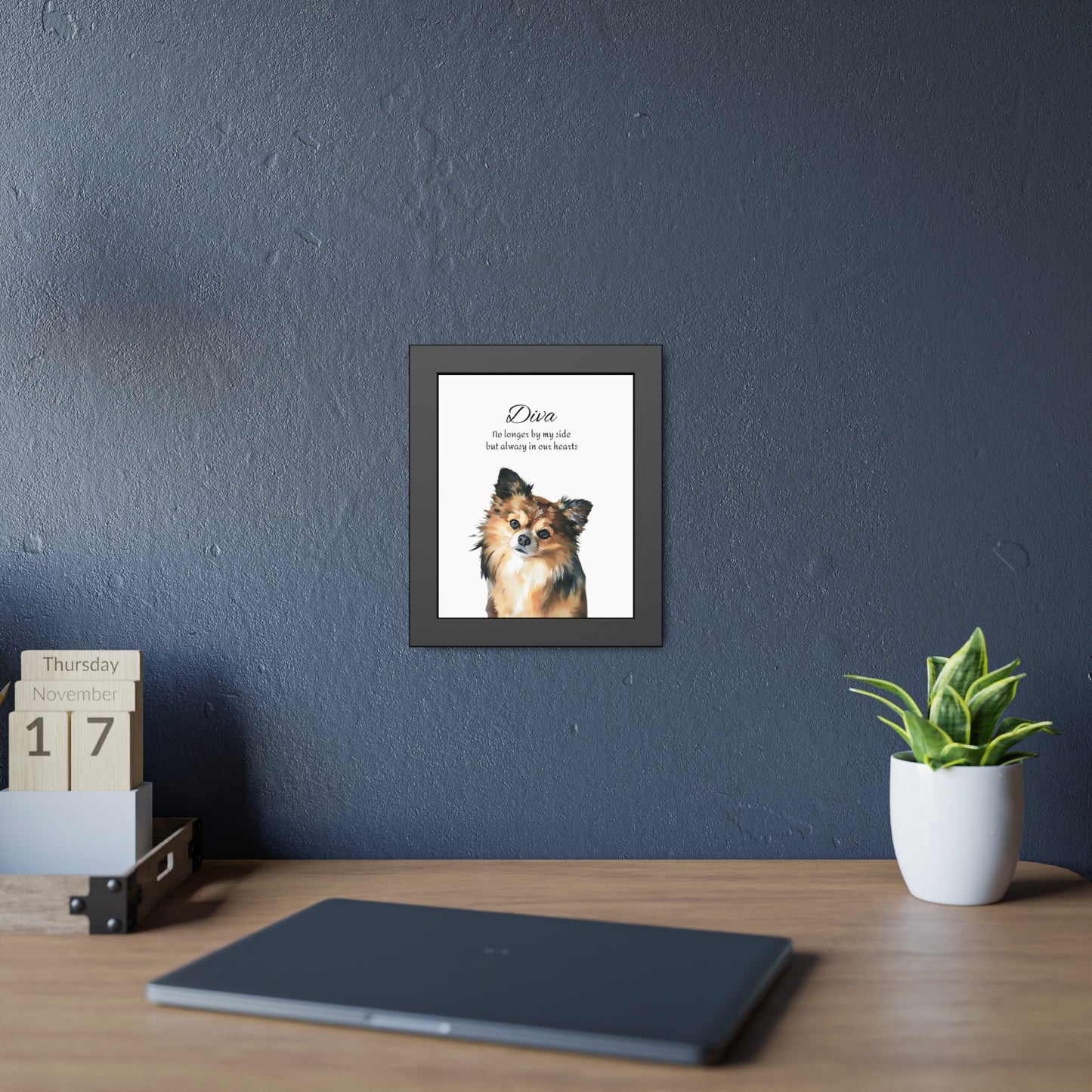 Customized Pet Memorial Portrait - Framed Watercolor Fine Art Paper Print
