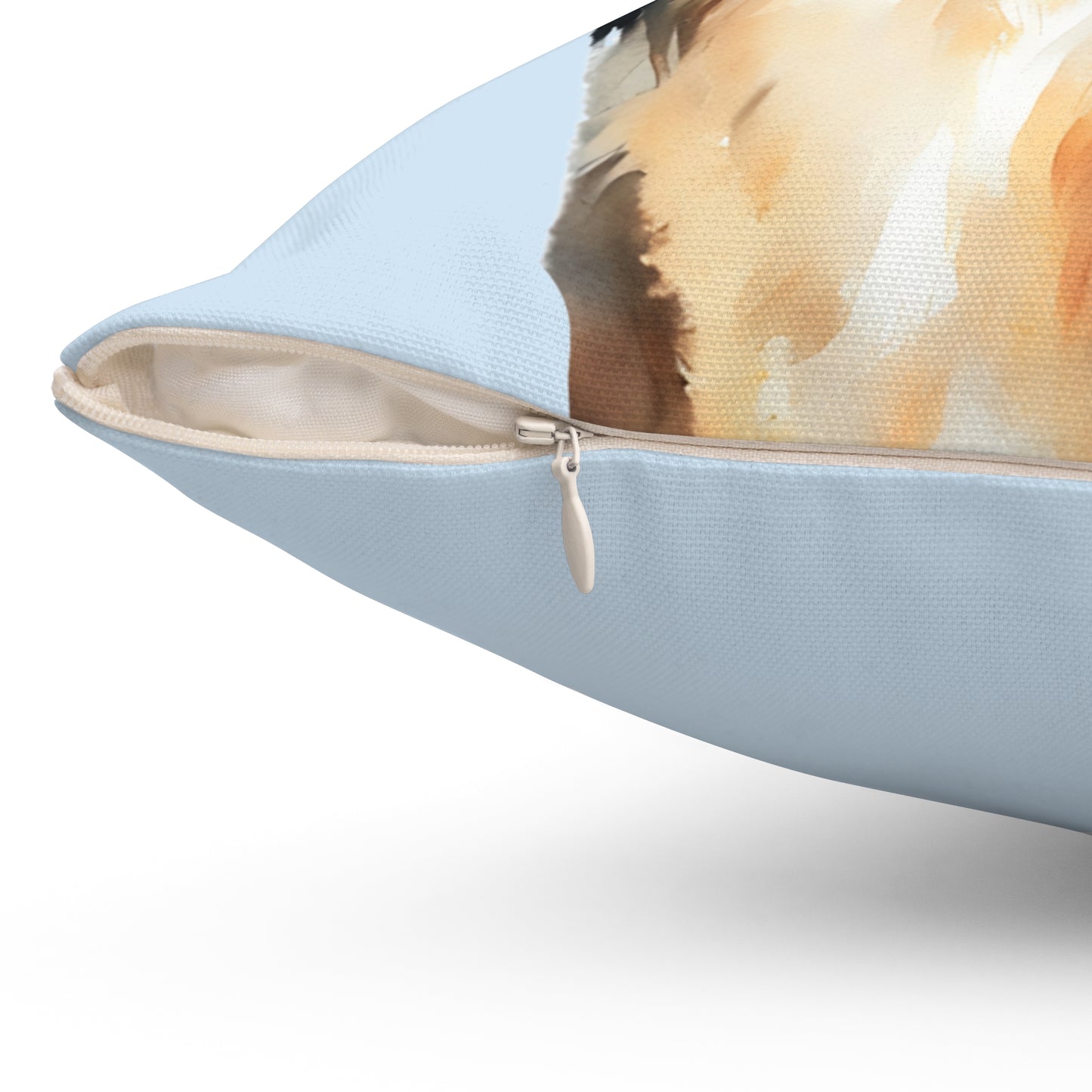 Pet Memorial Spun Polyester Square Throw Pillow - "Mollie" – Light Blue