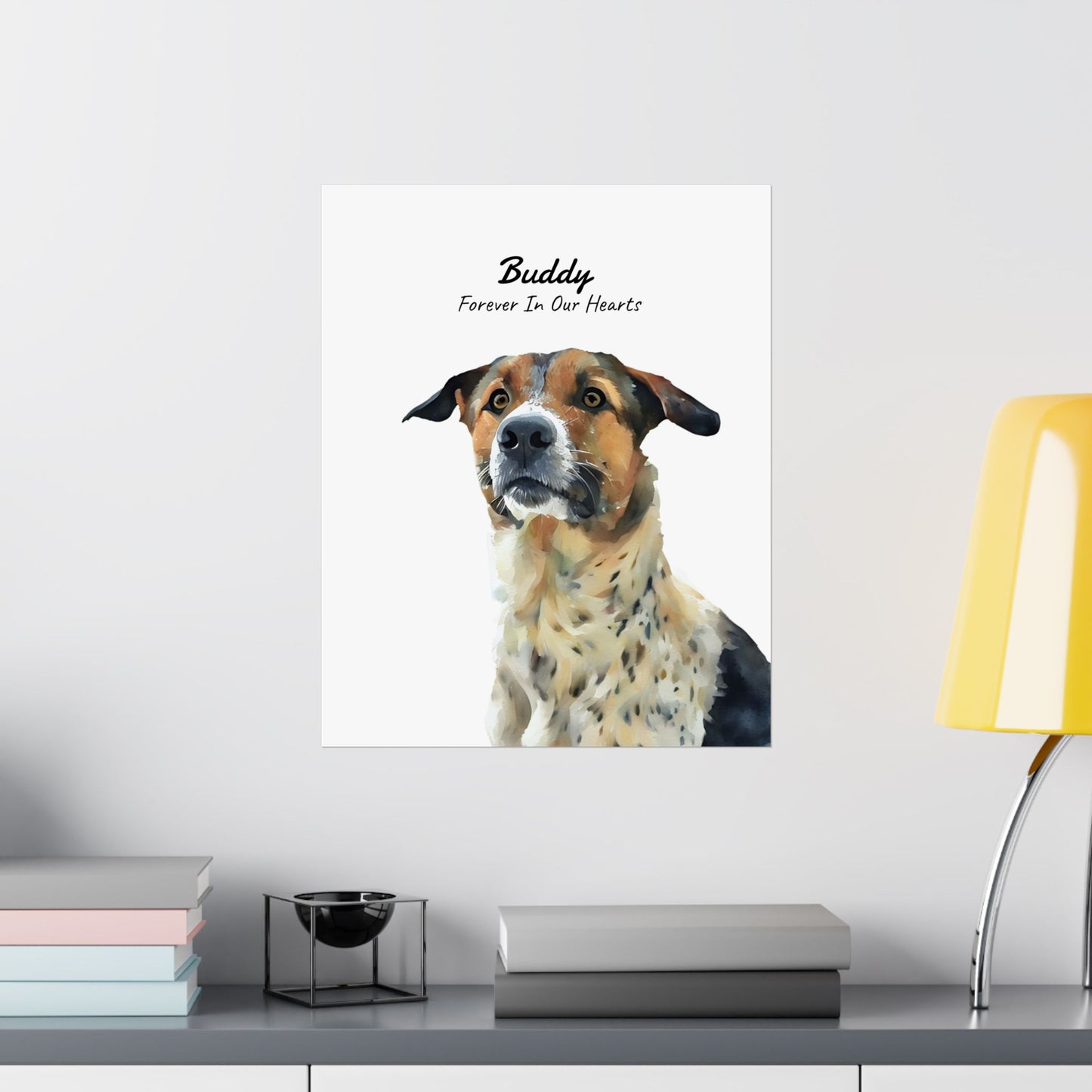 Unframed Customized Watercolor Pet Memorial Portrait