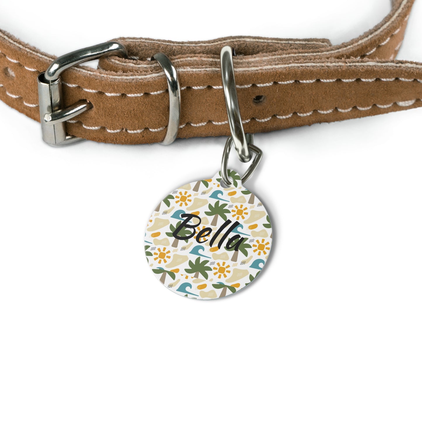 Customized Pet ID Tag - Palm Tree Tropical Design - "Bella"