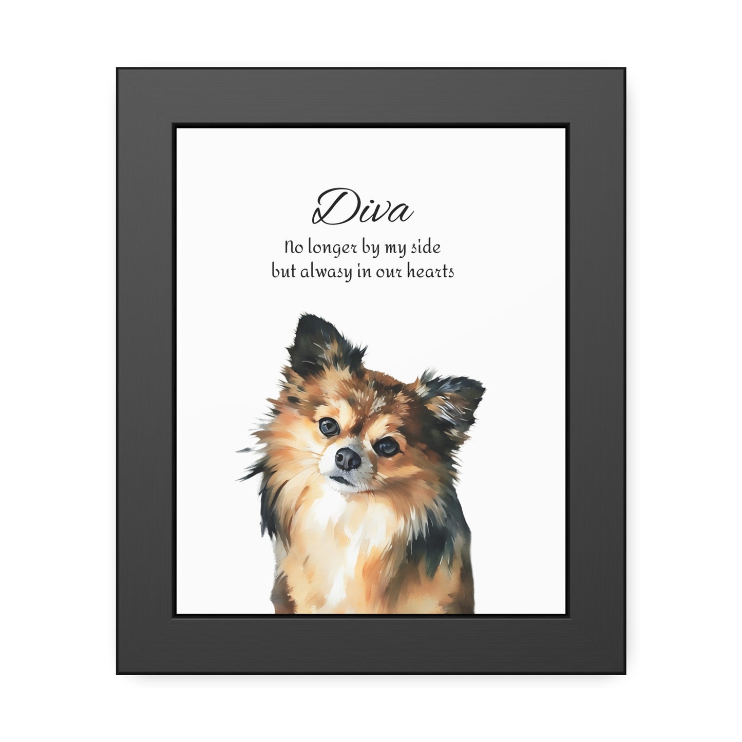 Customized Pet Memorial Portrait - Framed Watercolor Fine Art Paper Print