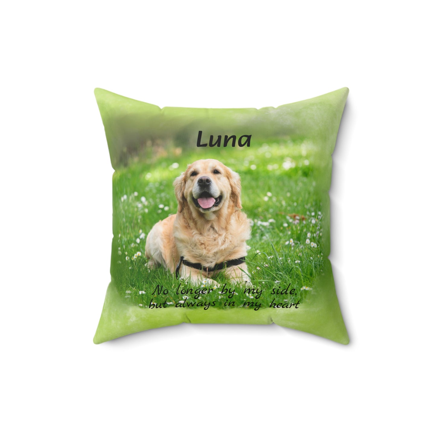 Customized Pet Memorial Spun Polyester Square Throw Pillow - "Luna"