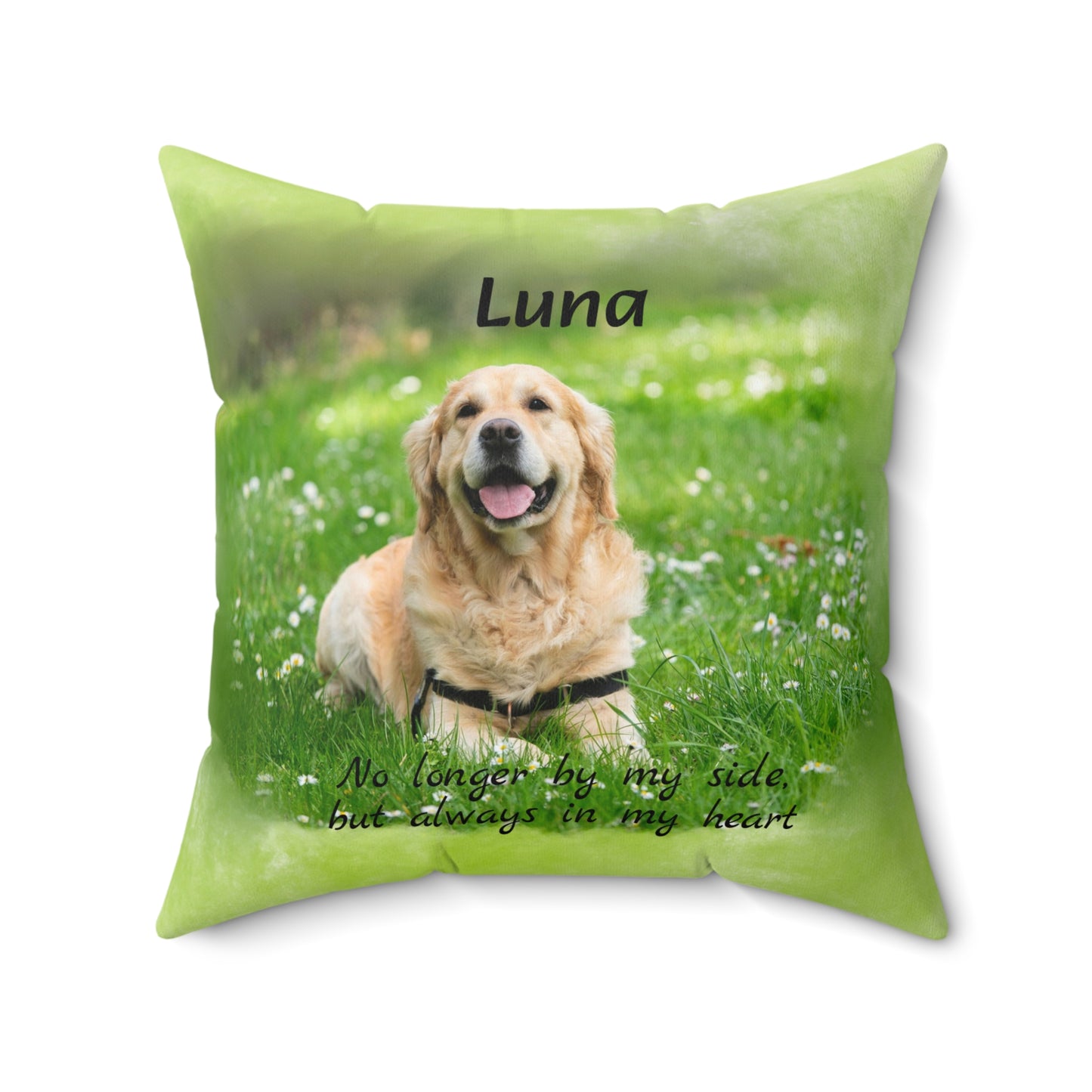Customized Pet Memorial Spun Polyester Square Throw Pillow - "Luna"