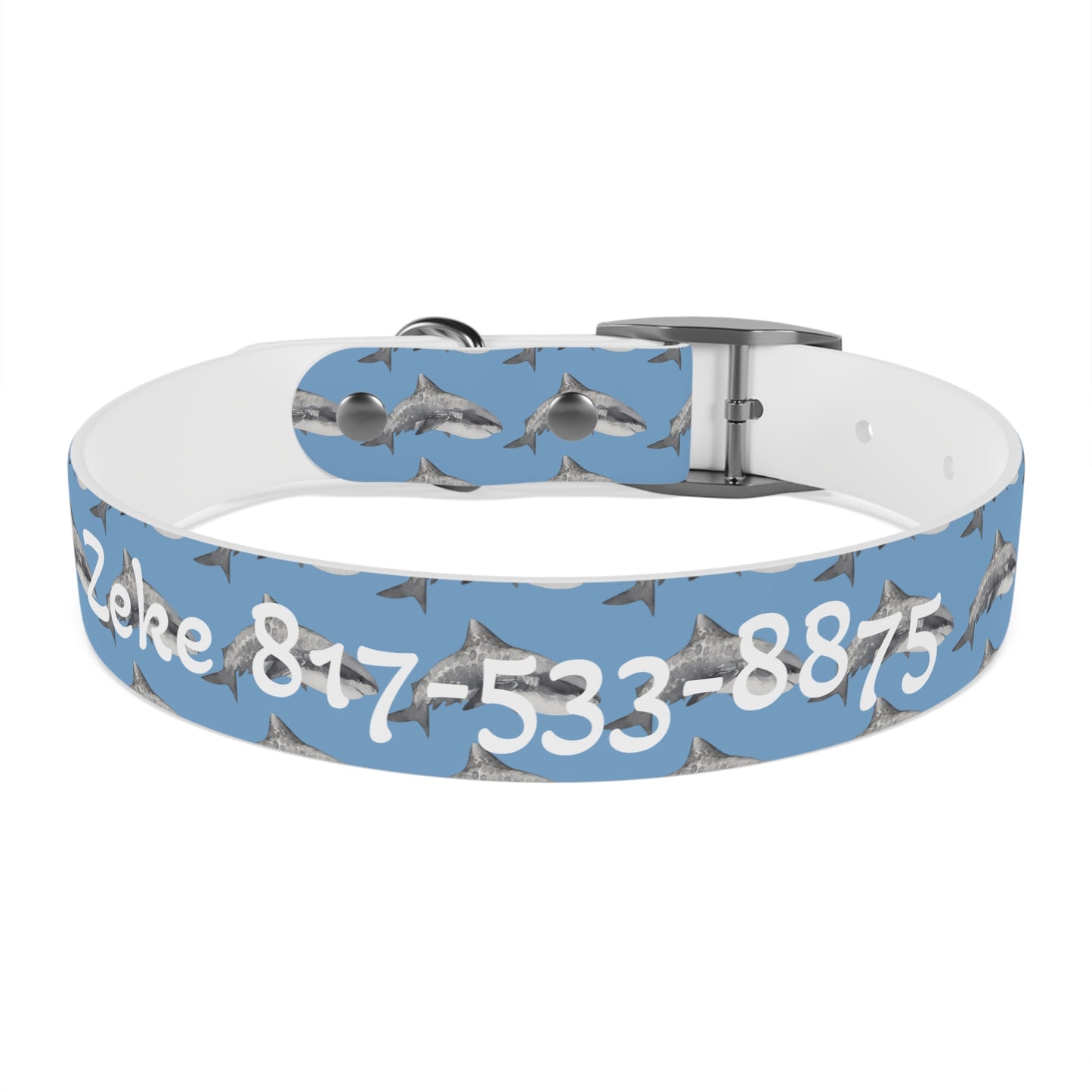 Customized Tiger Shark Design Dog Collar - "Zeke"