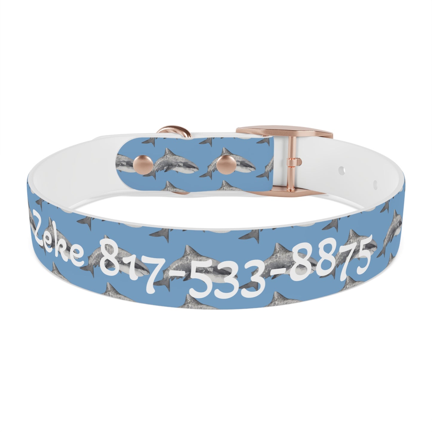 Customized Tiger Shark Design Dog Collar - "Zeke"