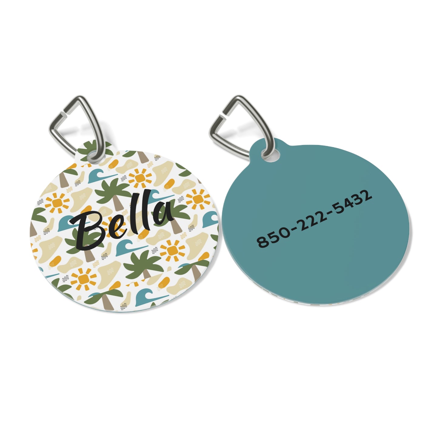 Customized Pet ID Tag - Palm Tree Tropical Design - "Bella"