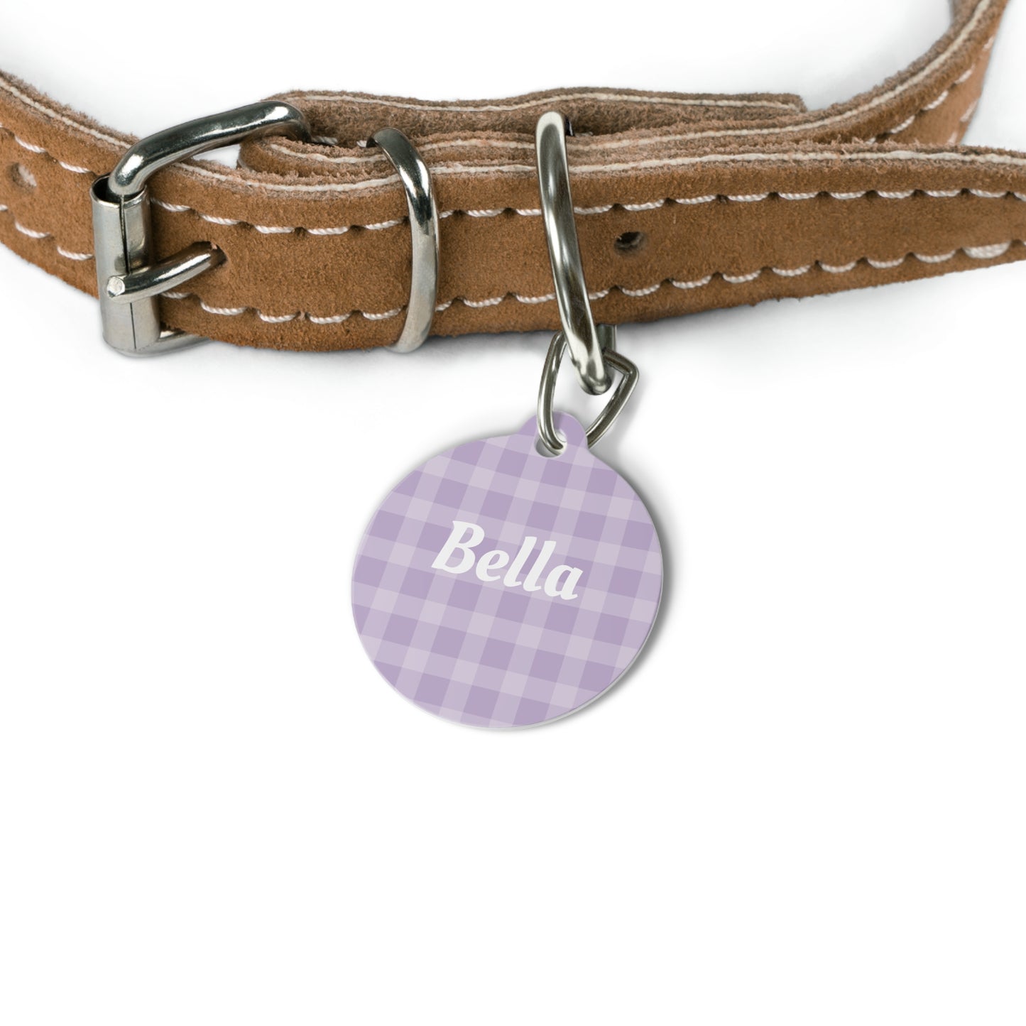 Pet ID Tag - Bella - Lilac Gingham