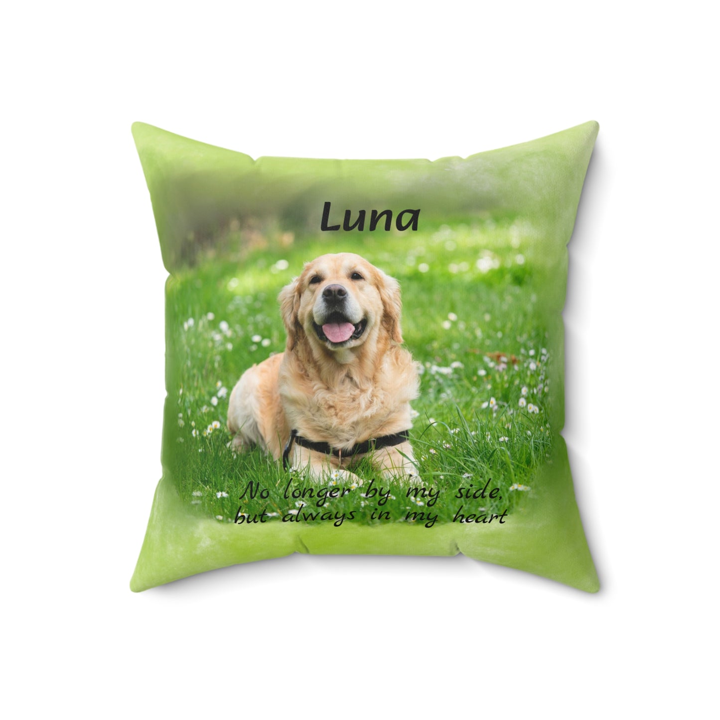 Customized Pet Memorial Spun Polyester Square Throw Pillow - "Luna"
