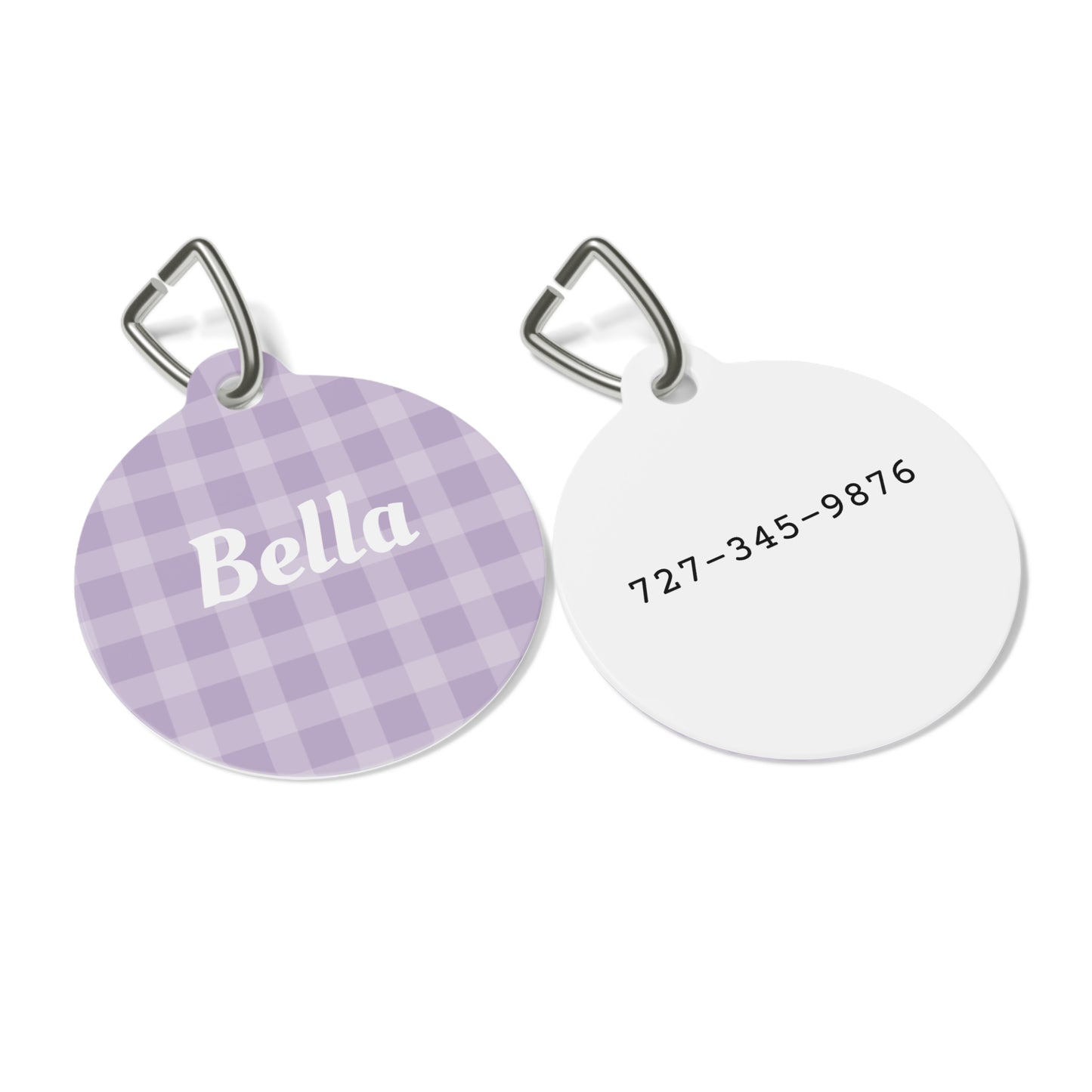 Pet ID Tag - Bella - Lilac Gingham