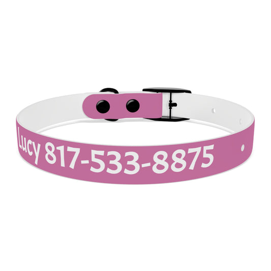 Customized Pink Dog Collar, With Phone Number - "Lucy"